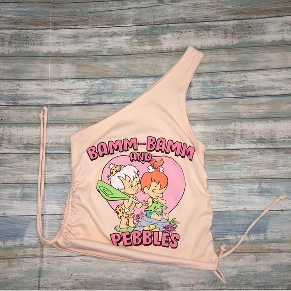 Flintstones Pebbles & Bamm-Bamm Peachy One Shoulder Top - Picture 2 of 5